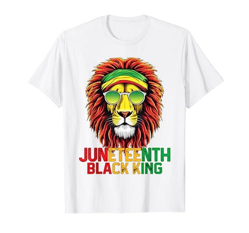 Lion Juneteenth Black King Padre Padre Hombres Niños Black History Camiseta