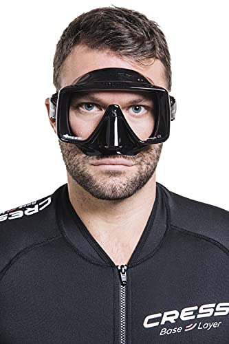 Image of CRESSI since 1946 - SF1 Mask - Frameless Square Mask with Tempered Lens for Freediving and Snorkelling, Black /380 UV /Orange Blue Lens, One Size Unisex