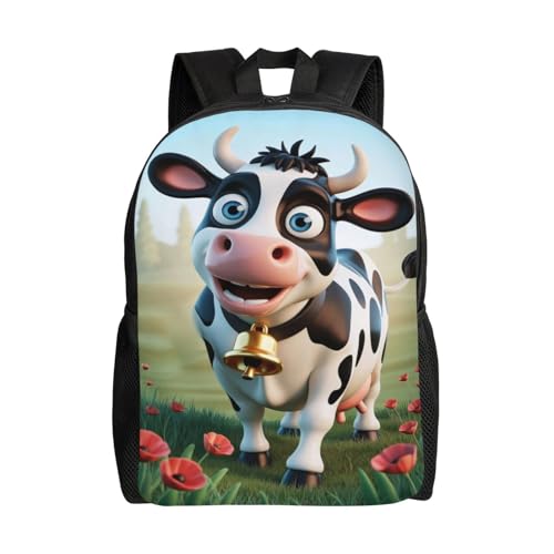 Comfort Fit Unisex Dairy Cow Pasture Bell Backpack Durable for Daily Commute & Travel Adventures 16 Inch