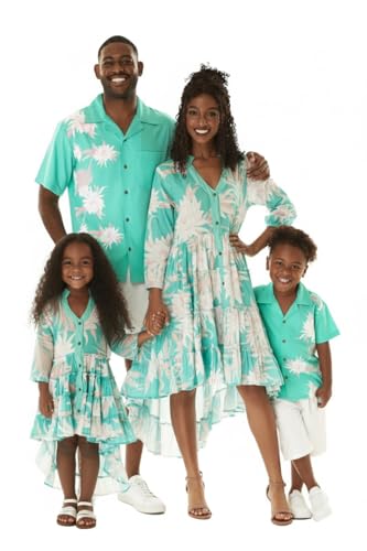 Matchable Family Hawaiian Chic Ruffled Resort Shorts, Wispy Cereus Palm Mist, Women, Medium