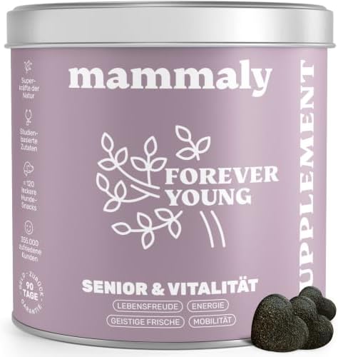 mammaly Forever Young® Senior-Komplex mit Kollagen & Kurkuma (bis 60 Tage) | mit 120 Snacks für Mobilität & Gelenke, Vitalität - mit Bierhefe, Probiotika - DLG zertifiziert - mit T