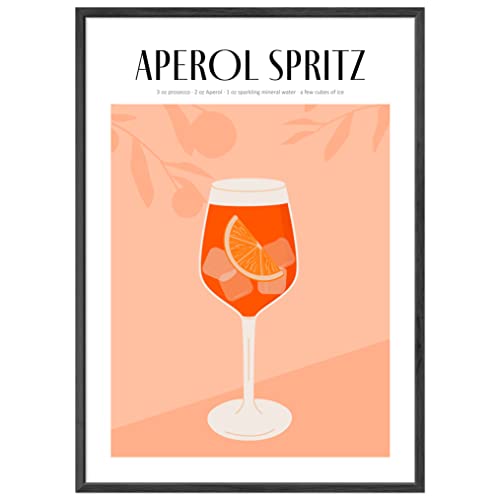 JUNOMI® Aperol Spritz Poster DIN A2, Cocktail, Longdrink, Bar, Getränke, Cocktail Set | ohne Rahmen