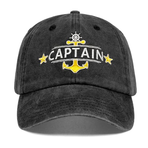 Image of Captain and First Mate Hat for Men Women, Cool Gifts for Boat Owners or Costume, White /Blue