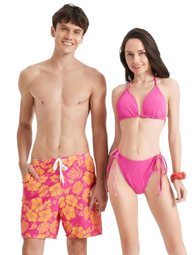 PATPAT Matching Swimsuits for Couples - Spaghetti Strap Bikini Set or Swim Trunks Bathing Suits Hawaiian Beach Swimwear