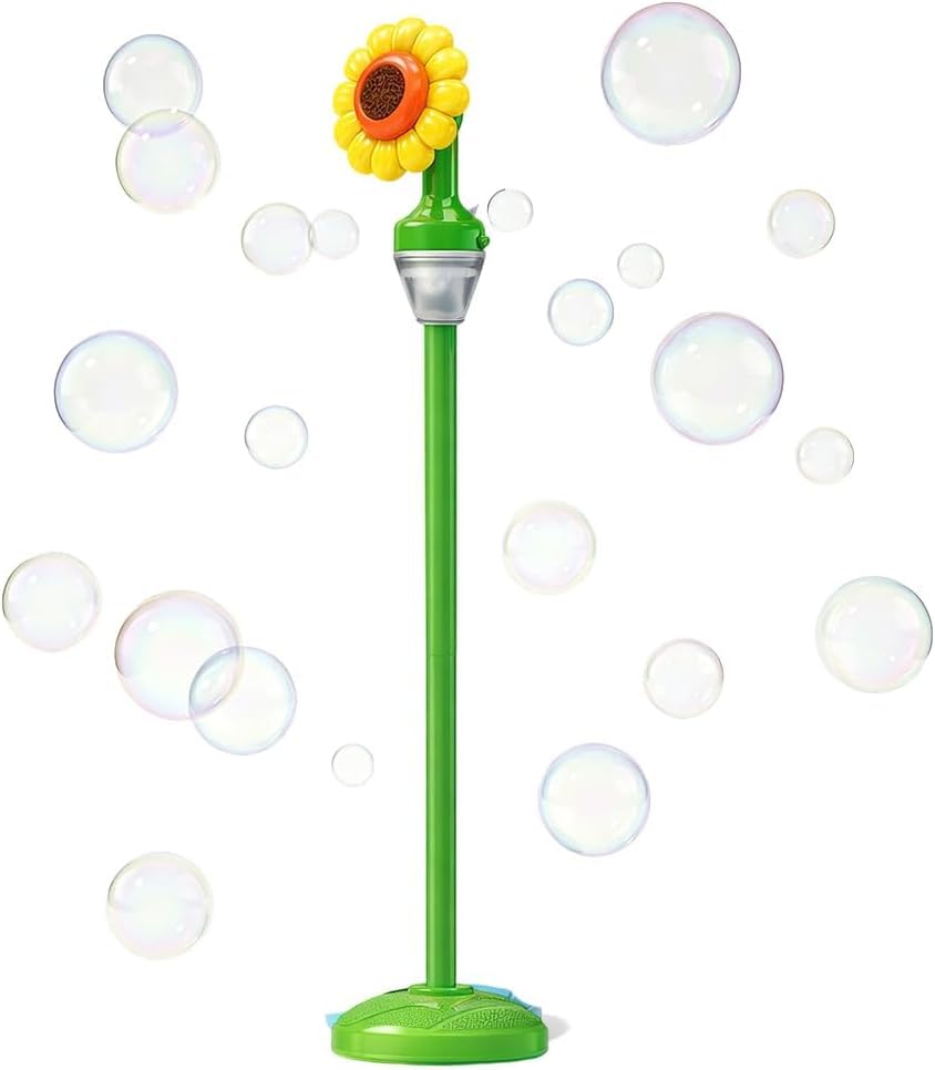 2026 New Automatic Bubble Machine, Standing Bubble Blower with Lights & Music, Adjustable Height Bubble Maker, Bubble Machine for Parties Birthday Wedding Outdoor (Yellow Sunflowers)
