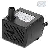 alizzy 50 GPH (180L/H) 3w Small Water Pump with Tubing and Adjustable Flow for...