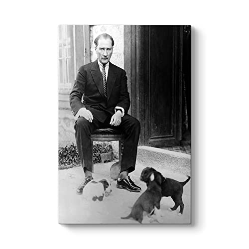 Atatürk ve Yavru Köpekler Tablosu 30 x 45