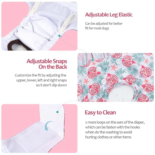 Image of CuteBone Female Dog Diapers with Skirts 3 Pack Reusable Puppy Dresses Pants for Heat Cycle Period