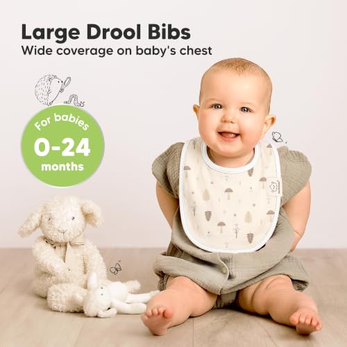 Image of KeaBabies 8-Pack Organic Baby Bibs for Drooling and Teething (Prairie) | Soft Cotton Bibs for Baby Girl, Boy, Extra Absorbent, Easy to Clean & Put On, Toddler, Newborn, Infant 0-24 Months