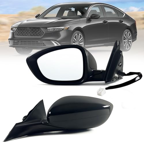 Lqito Left Driver Side Mirror Fits 2023 2024 2025 Honda Accord with Power Glass without Heated without turn signals without Blind Spot Match Black (3Pins)