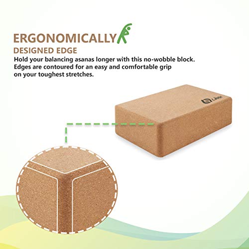 Limm Cork Yoga Blocks - 1 Pack Natural And Sustainable Cork Yoga Brick For Supporting Yoga Poses - 3 X 6 X 9 Inches Anti-Slip And Non-Tilt Exercise Block - Used To Improve Flexibility #TOP2