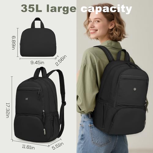 Joyway Foldable Women's Mini Backpack Lightweight, Quilted Travel Bag, Cute Everyday Schoolbag, Perfect for Work & School (Black) - image 6