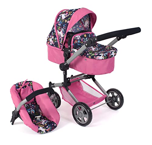 Bayer Chic 2000® 3in1 Kombi Puppenwagen Linus - Einhorn Navy-Pink-...