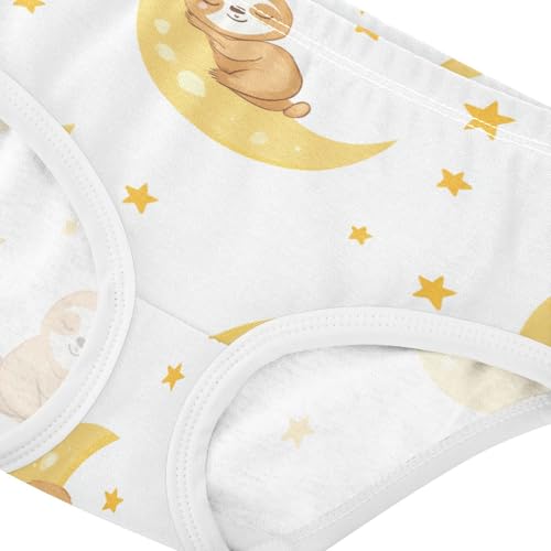 Wusikd Cute Sloths Girls' Underwear Cotton Sleeping Moon Yellow Girls Briefs Soft Toddler Underwear 2T4