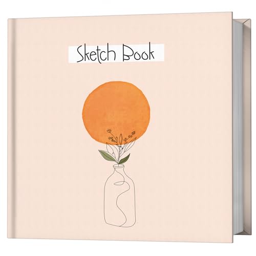 Image of Zaslan Paper - Artist Sketchbook - Square - 120 GSM - Drawing Sketchbook - 88 Pages /44 Sheets - Hard Bound Drawing Book for Pencils Use - Size 21.5 x 21.5 cm (Boho Vase)