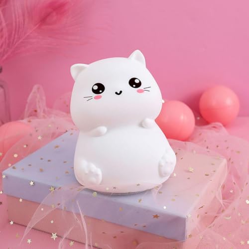 Lámpara de noche con luz de gato de silicona recargable USB miniatura 7