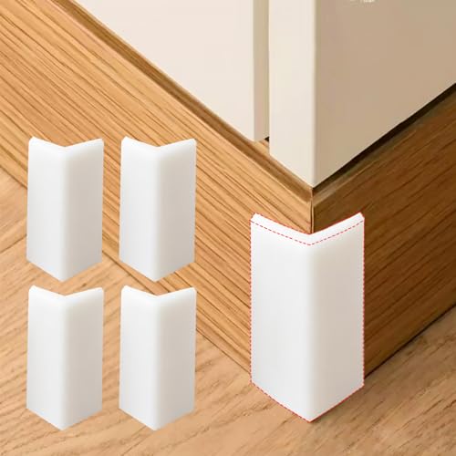 Protectores de esquina de base, bloques de esquinas de goma engrosada autoadhesivas para bordes de muebles a prueba de bebés, blanco, 4 piezas