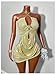 winkbay Women's Ruched Halter Mini Dress Summer Chain Cut Out Bodycon Asymmetrical Party Club Dresses Gold Medium