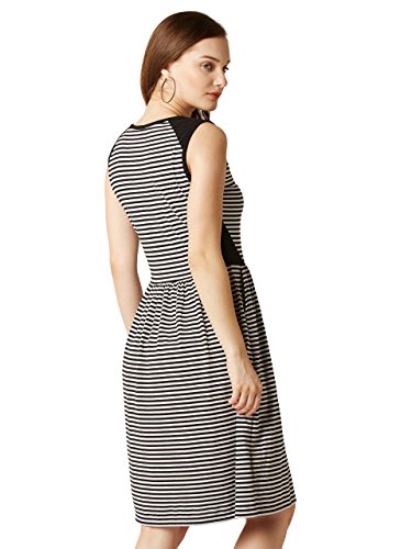Image of Miss Chase Women's Grey and White Striped Skater Dress