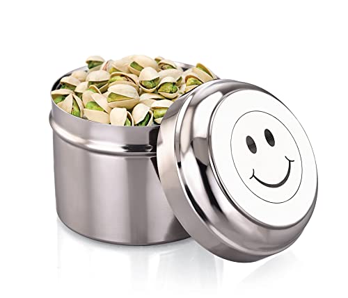 Image of Expresso Stainless Steel Stackable Small /Mini Box Dabba /Container /Storage Box, Capacity-120ml /150ml /180ml, Set of 3, Smiley Face