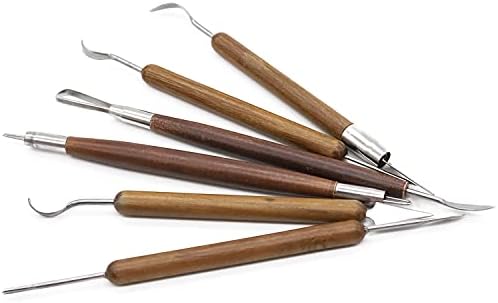LEKAI 6 Pieces Double Ended Modeling Tools with Wooden Handle Clay Sculpture Tools for Arts and Crafts