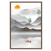 Framed Canvas Wall Art Abstract Sunrise and Sunset Canvas Prints Home Artwork Decoration for Living Room,Bedroom - 16x24 inches