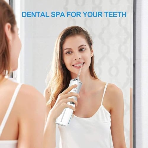 Image of BIGXEN Portable Dental Water Jet Oral Teeth Irrigator Waterproof Tooth Cleaner Oral Flosser 3 Modes And 4 Nozzels 220 ML (Water Dental Flosser - B, 230ml)