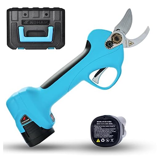KOHAM Professional Cordless Electric Pruning Shears with 2 Pack Backup Rechargeable 2Ah Lithium Battery Powered Tree Branch Pruner, 25mm (0.98Inch) Cutting Diameter, 6-7 Working Hours (Blue)