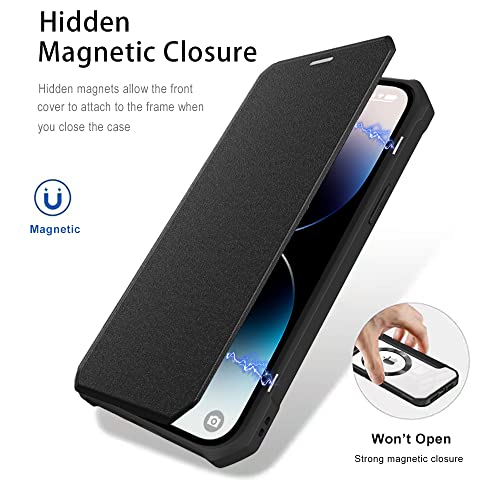 Funda de cuero magnética iPhone 14 Plus diseño exclusivo verde oscuro 4