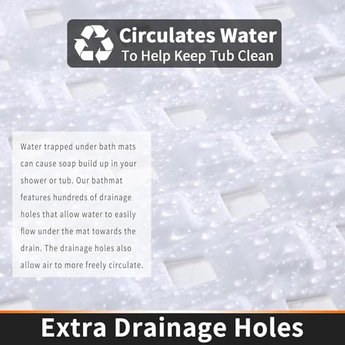 Yimobra Square Shower Mat Non Slip, Super Strong Suction Cups, 21"X21" Bath Tub Mat with Drain Holes, Machine Washable Fast Draining Bath Mats, Bathroom Essentials,White by Yimobra - Used condition - Image 3