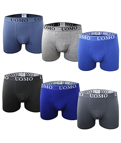 Channo Boxer Aderenti Classici in Cotone, Colori Solidi, Comodi e Morbidi. Collezione Uomo
