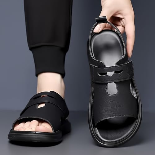 Men's Leather Slingback Slip On Flat Roman Sandals Comfort Soft Breathable Open Toe Sandals for Casual Wear Beach Walking3