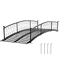 Spurgehom 8FT Garden Bridge - Metal Arch Bridge with Safety Siderails, Outdoor Decorative Iron Pond Bridge for Stream, Backyard, Creek, Black