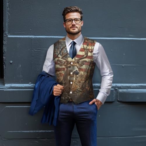 DISNIMO Men's Formal Suit Vest Slim Fit Casual Business Dress Waistcoat Vest Big and Tall4