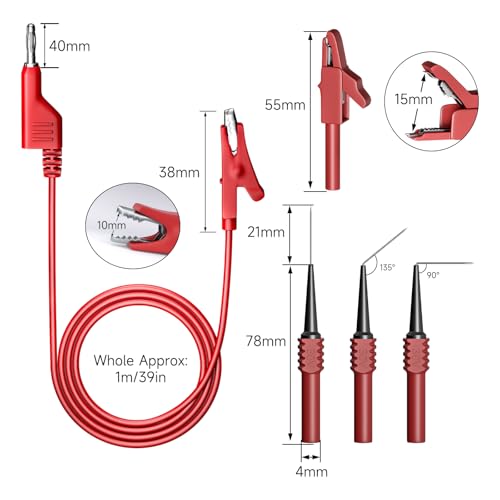 Image of Goupchn Back Probe Kit 50PCS 4mm Stackable Banana Plug to Alligator Clip Automotive Test Leads Kit with Crocodile Clips, 30PCS 30V Back Probe Pins for Car Repairing Diagnostic Ten Colors