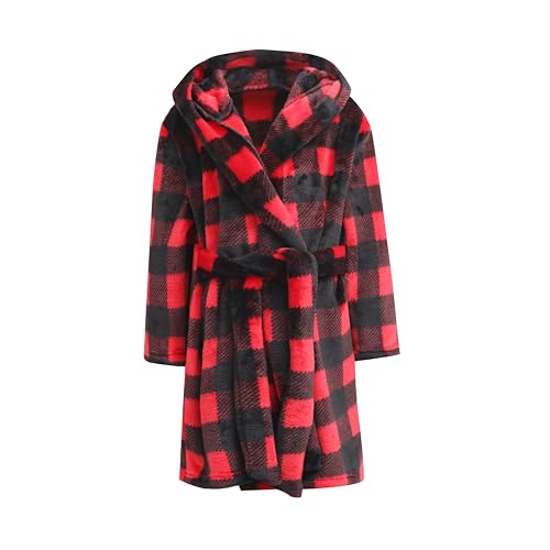 Image of Umeyda Girls Fleece Hooded Robes, Warm Printed Bath Robe for Kids Soft Fuzzy Bathrobe for Gifts