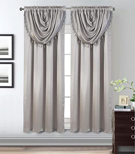 GLORY RUGS Window Panel with Attached Valance Curtain Bedroom Living Room Dining 42