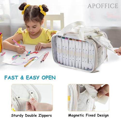 Image of Marker Organizer Case - Holds 72-96Markers | Portable Art Marker Storage Bag with Clear View Panels & Removable Dividers | Marker Holder for Alcohol Markers, Pens, Craft Supplies(Case Only)