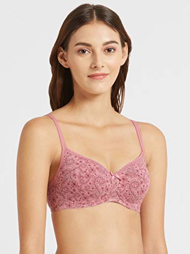 Image of Jockey 1723 Women Wirefree Padded Super Combed Cotton Elastane Stretch Medium Coverage T-Shirt Bra with Lace Styling