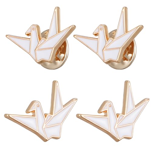 WESIEVYA 4 Piezas Broches Origami Grulla Creativos de Aleación de Zinc Pines de Solapa Duraderos y Versátiles para Mujer Animales de Dibujo Animado para Ropa y Vestidos