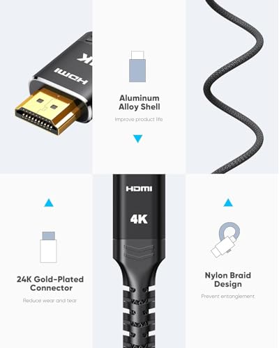 Image of Highwings Mini HDMI to HDMI Cable - 10 FT Black, 4K 60Hz High Speed