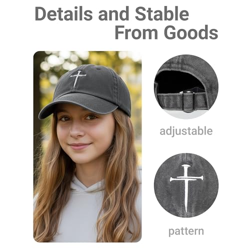 Image of Christian Hats for Men Women,Jesus 3 Nail Cross Hat Christian Religious Gifts for Birthday /Christmas