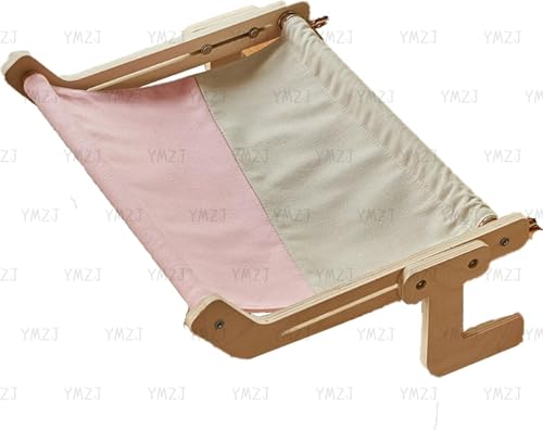 YMZJ 猫窓ベッド 窓用ハンモック 猫ハンモック 木製 しかっりした物理構造 窓用座り台 キャットウォーク ウィンドウベッド ソファサイド ベッドサイド 日向ぼっこ 日光浴 マット付き 取り付け式 水洗い 安定 組み立て簡単 耐久性 調節可能 (A)