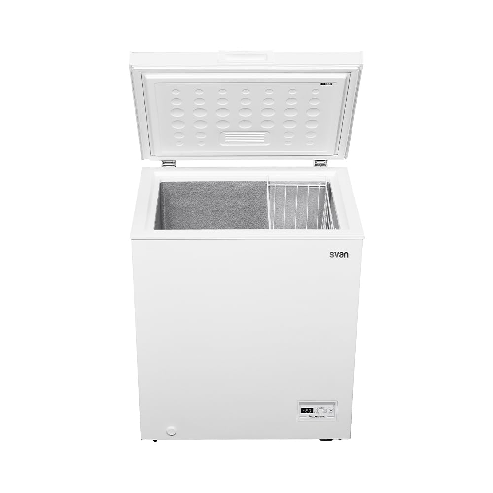 Svan Congelador horizontal Blanco SCH1500FDC. Capacidad 142 Litros, Dual Cooling, 1 Cesta, Bajo nivel Sonoro, Eficiencia Energética Clase F