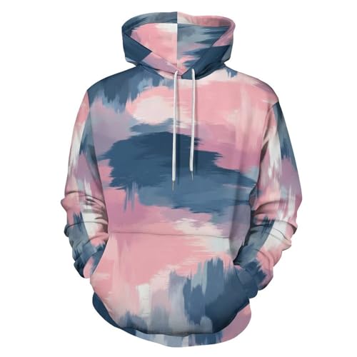 Sweat à capuche bleu poudré color block pull imprimé graffiti abstrait 3D