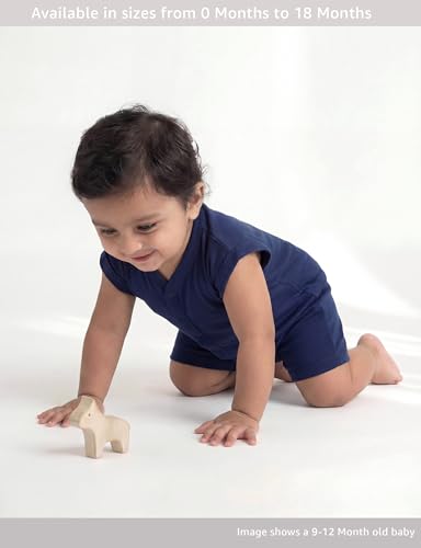 Image of Amazon Brand - Symbol Unisex 100% Cotton Half Sleeve Baby Rompers (Available in Pack of 3 & 6)