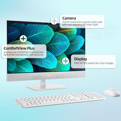 Image of Dell 24 inch All-in-One Desktop PC, FHD (1920x1080) Touchscreen, Intel Core Ultra 7 355, 16GB DDR5 RAM, 1TB PCIe SSD, Intel Graphics, Copilot+ PC, Wi-Fi 7, Bluetooth 6.0, USB Type C, Windows 11 Home