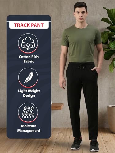 Image of Lux Cozi Track Pant for Men - Gym Pants & Lowers for Men with Adjustable Waist, Moisture-Wicking Fabric & Pockets - Ideal Sports Pajamas for Workout & Casual Wear