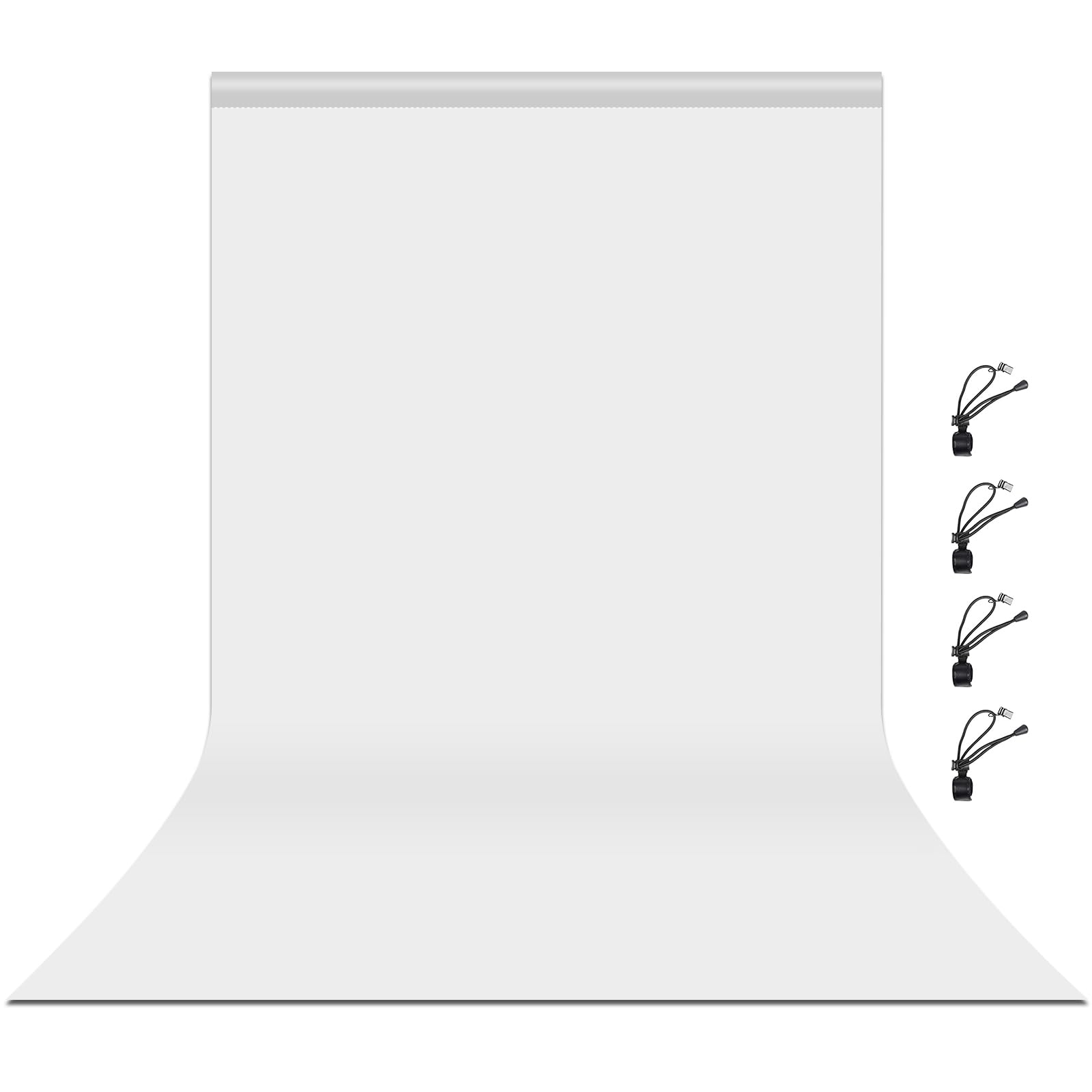 PULUZ White Screen Background for Photography, White Screen Sheet 3.3ft×6.6ft Green Screen Background Kit Cloth Fabric Curtain with 4 Clamps Backdrop for Video Recording (White)