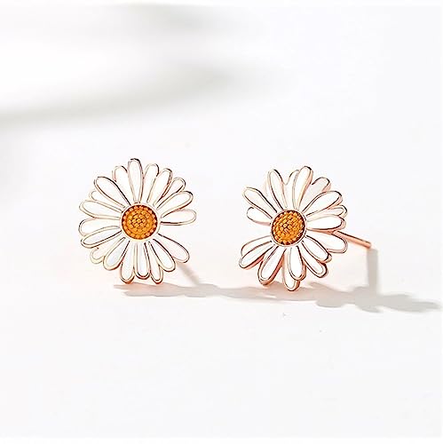 Pendientes mujer plata de ley 925 dorados joyería floral crisantemo de botón 3